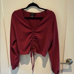 Forever 21 Burgundy Ruched Blouse